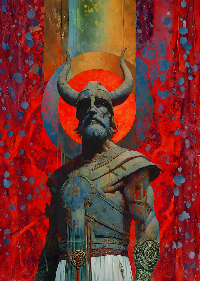 Viking Warrior with Horned Helmet