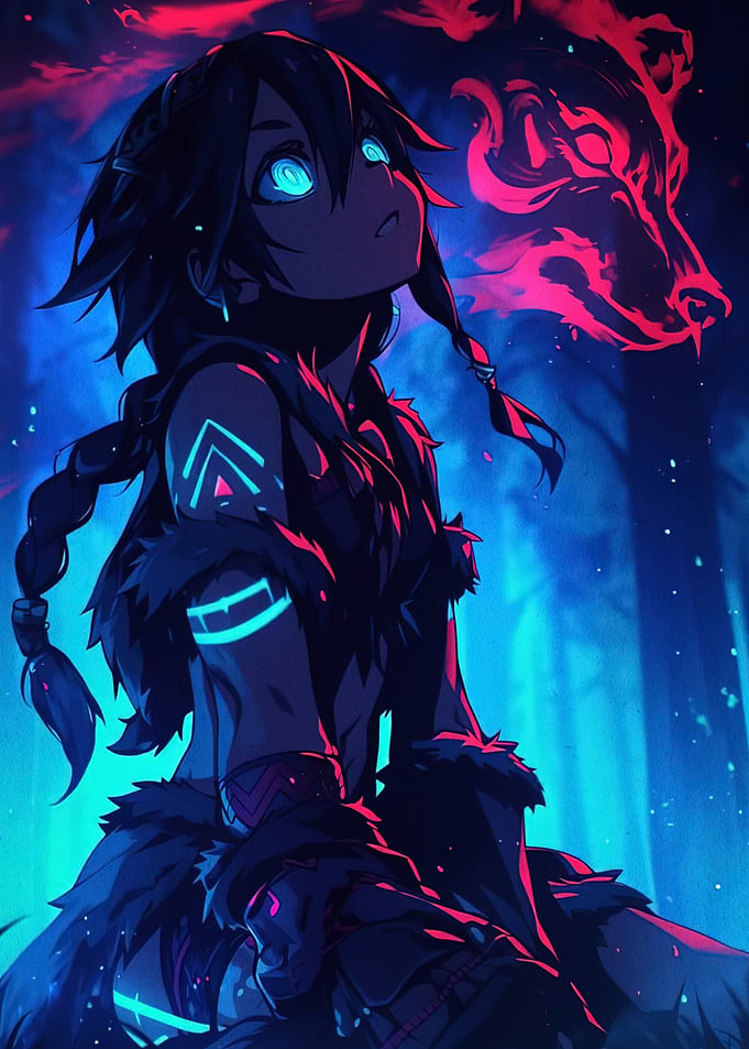 Anime Girl with Wolf Spirit