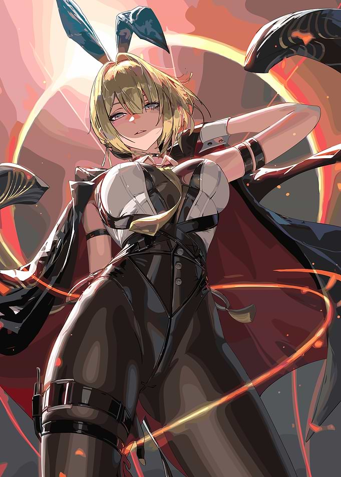 Anime Bunny Girl with Fiery Aura