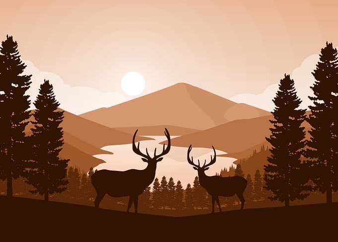 Deer in a Mountain Landscape