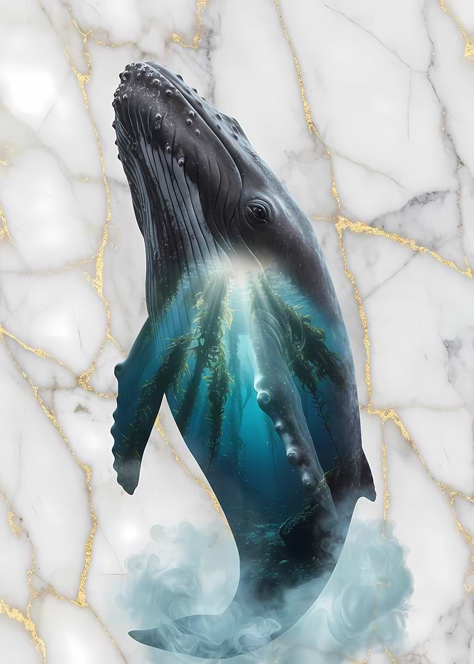 Humpback Whale in Kelp Forest