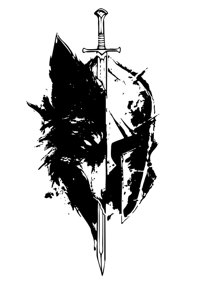 Fantasy Warrior Helmet and Sword
