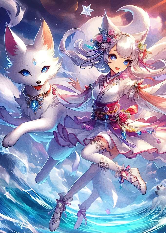 Anime Fox Girl with Companion