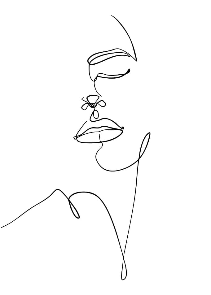 Minimalist Line Art of a Woman's Face