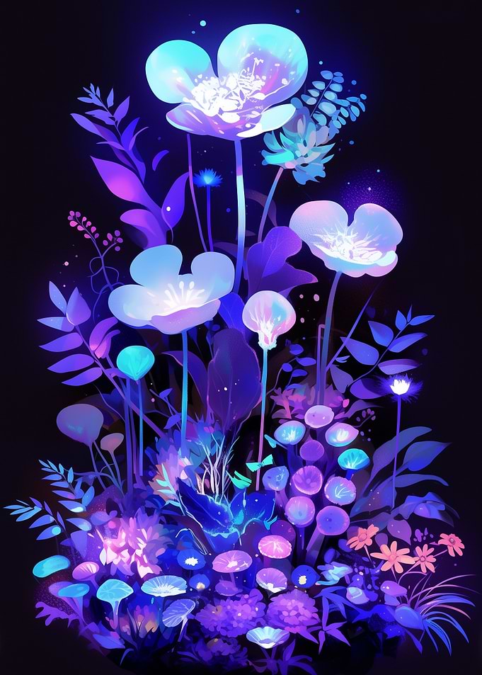 Enchanted Bioluminescent Flowers