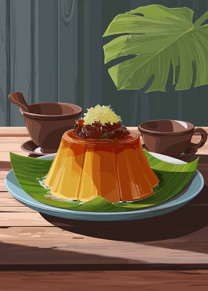 Dessert with Coffee and Leaf