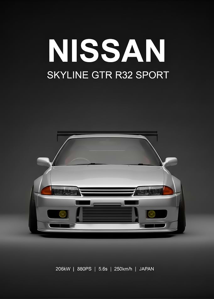 silver Nissan Skyline GT-R R32 Sport poster