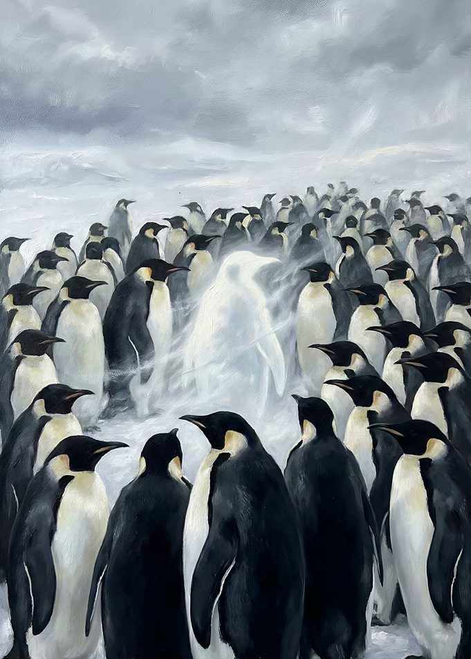 Ghostly Penguin in a Colony