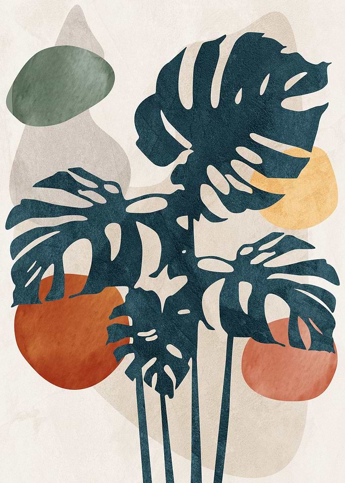 Abstract Monstera Leaves and Shapes