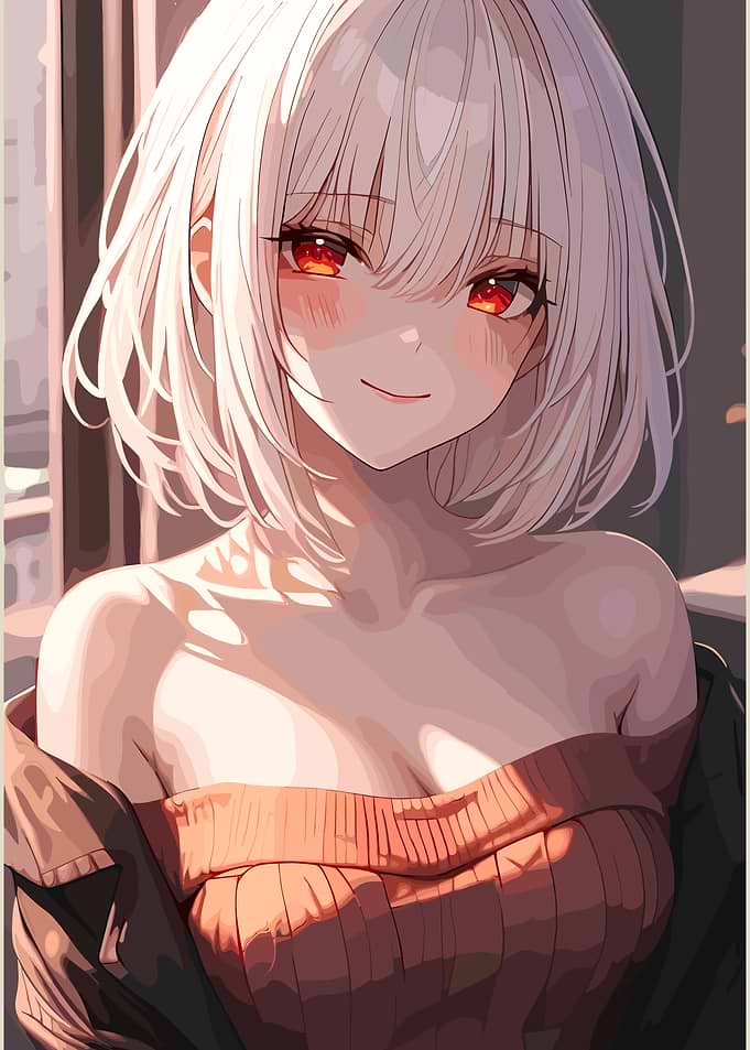 Anime Girl with Red Eyes