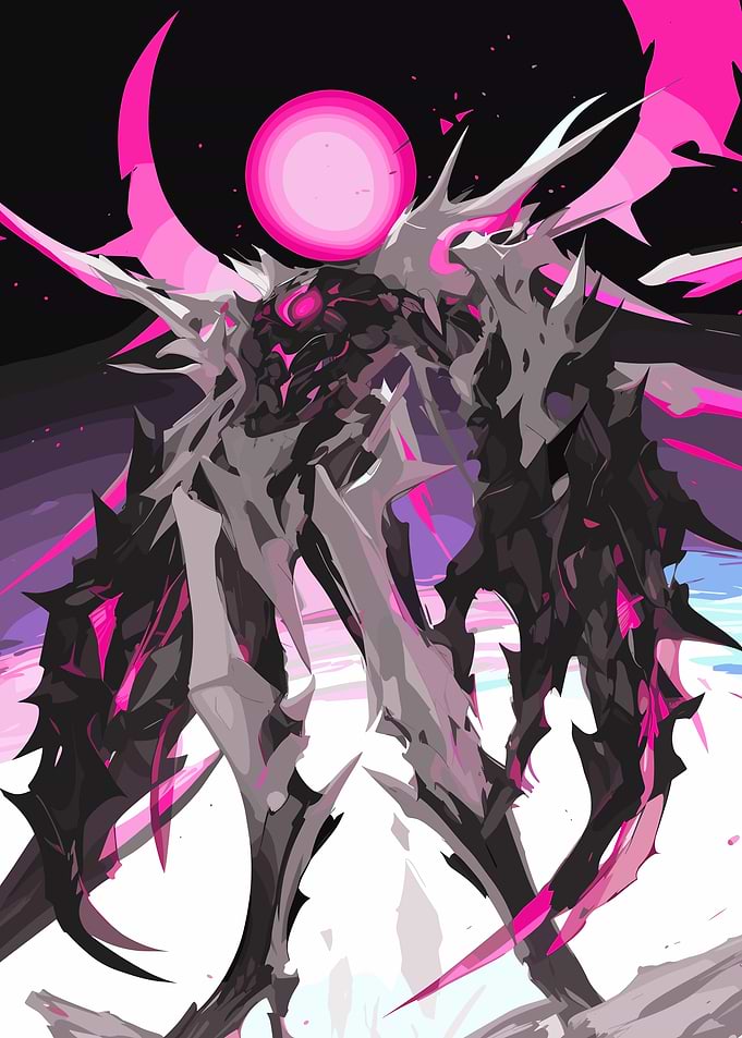 Dark Monster with Pink Moon