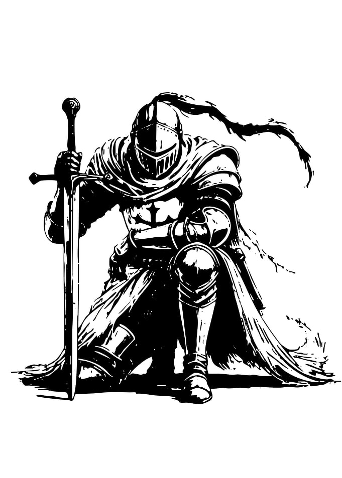 Kneeling Knight with Sword