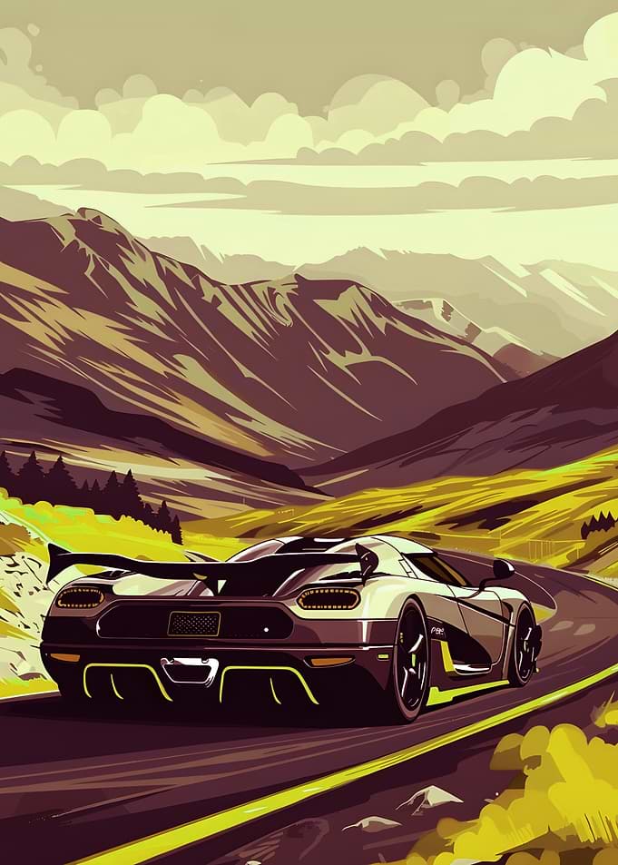 Sports Car on Mountain Road