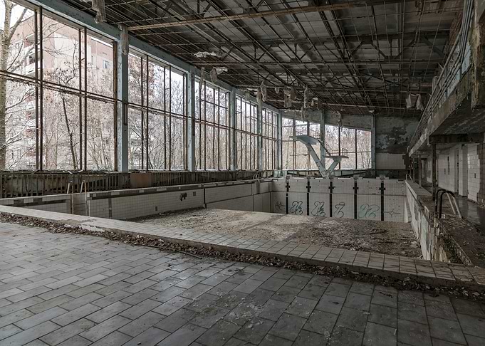 Interior of the pool in Prypiat