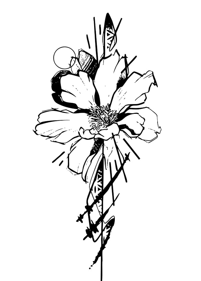 Abstract Geometric Flower Tattoo Design