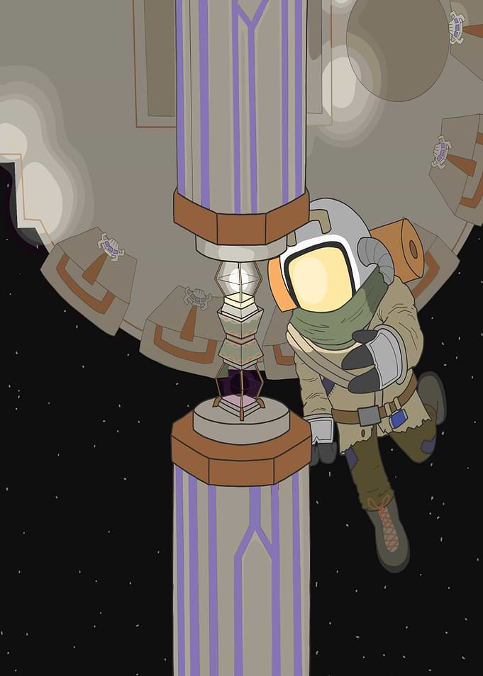 Astronaut near space structure