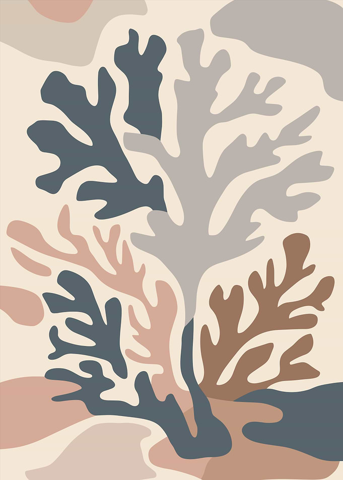 Abstract Coral Botanical Shapes