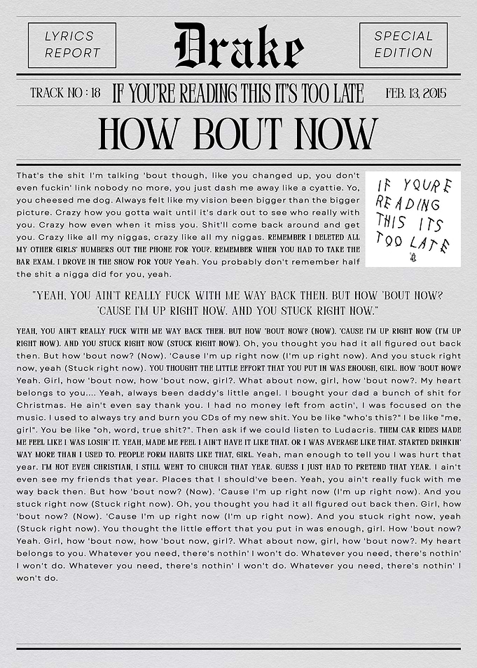 Drake's 'How Bout Now' Lyrics Report