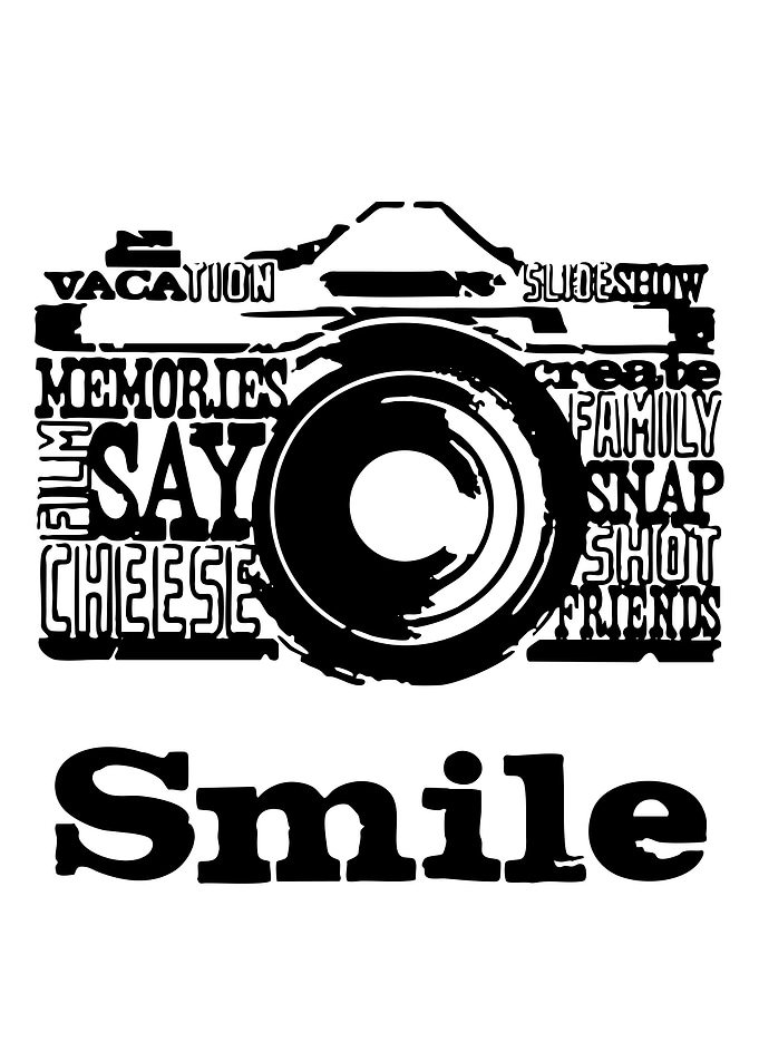 Camera with Words and Smile