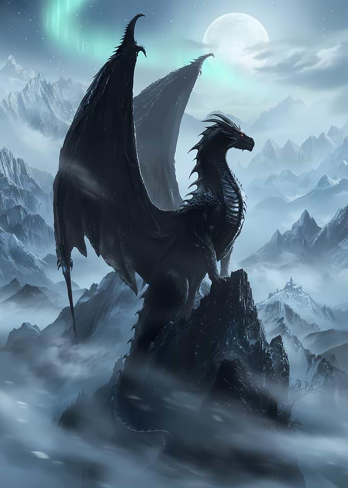 Black Dragon on Mountain Peak