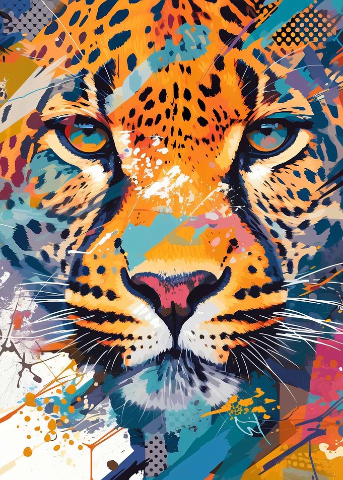 Vibrant Abstract Leopard Portrait