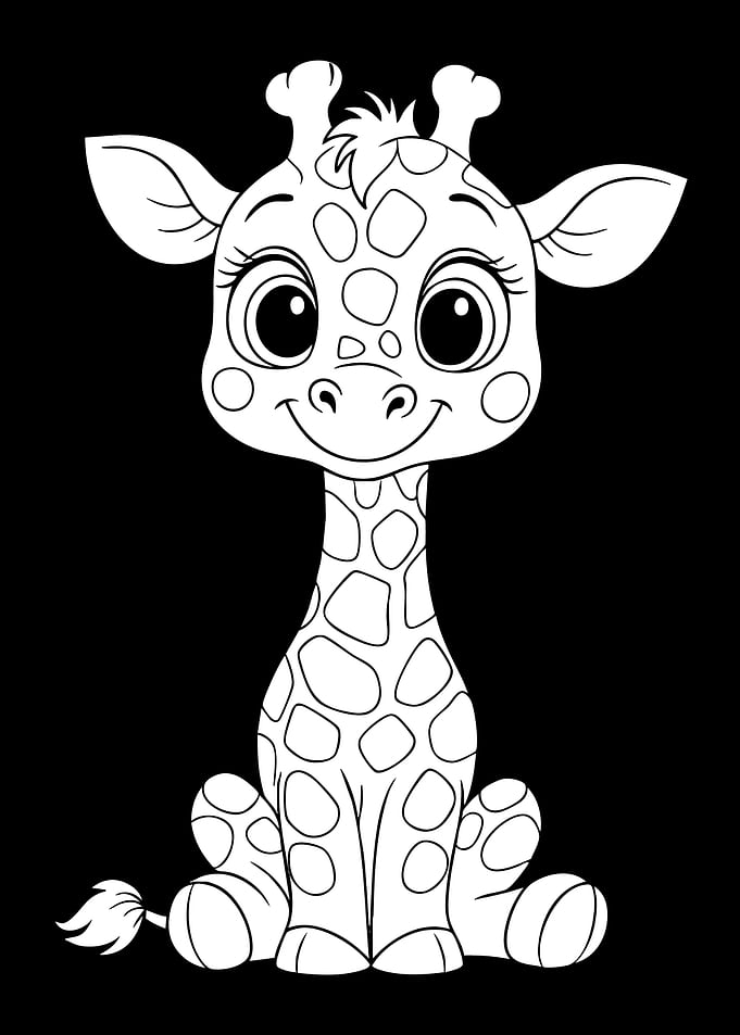 Cute Cartoon Giraffe Coloring Page