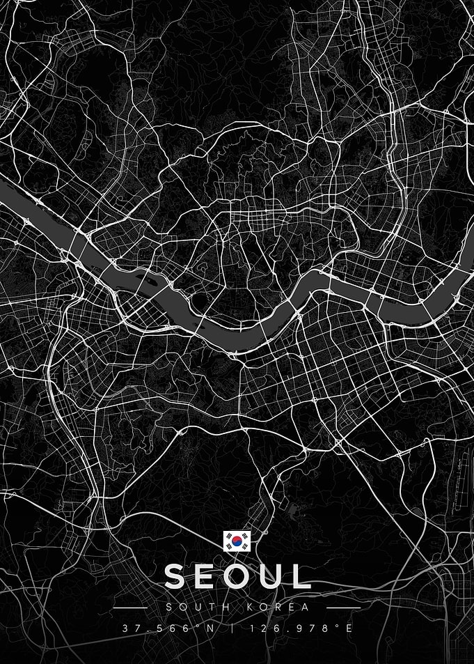Seoul South Korea Map Art
