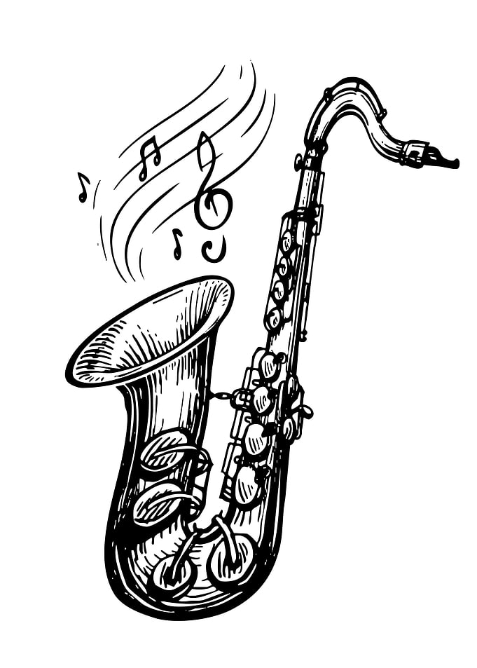 Saxophone with Musical Notes