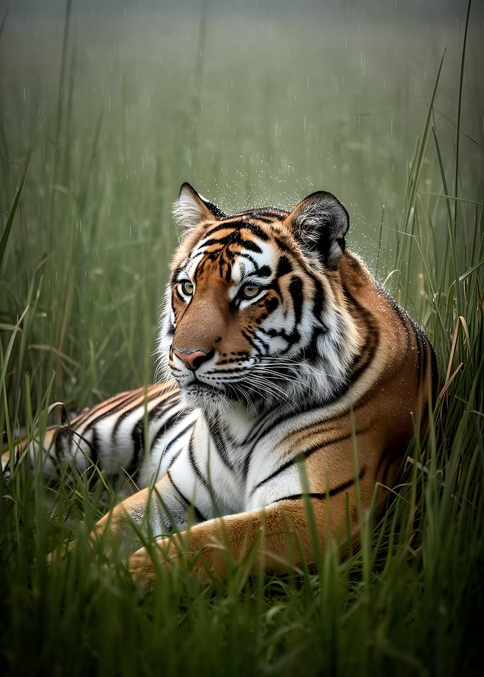 Tiger in tall grass