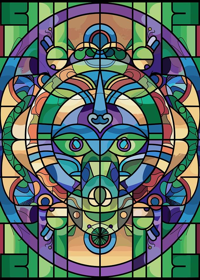 Stained Glass Mandala Face