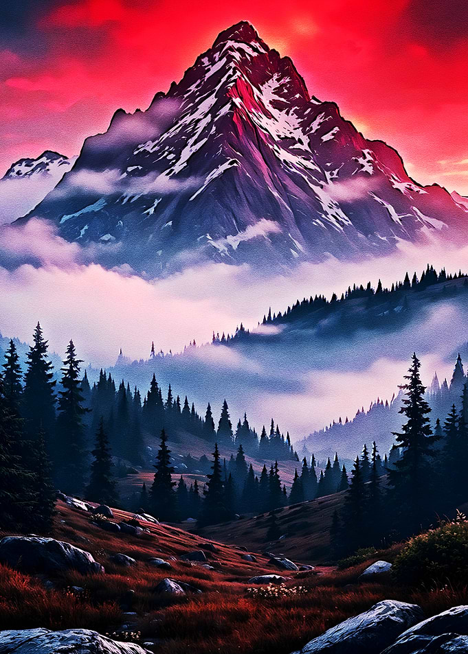 Majestic Mountain Peak at Sunset