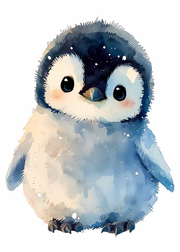 Cute Baby Penguin Watercolor