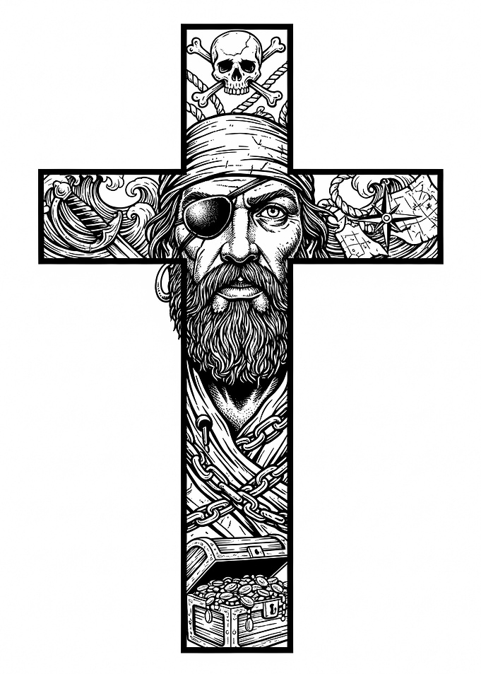 Pirate Cross with Treasure Chest