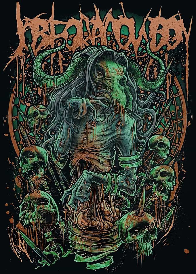 Demonic Figure with Skulls