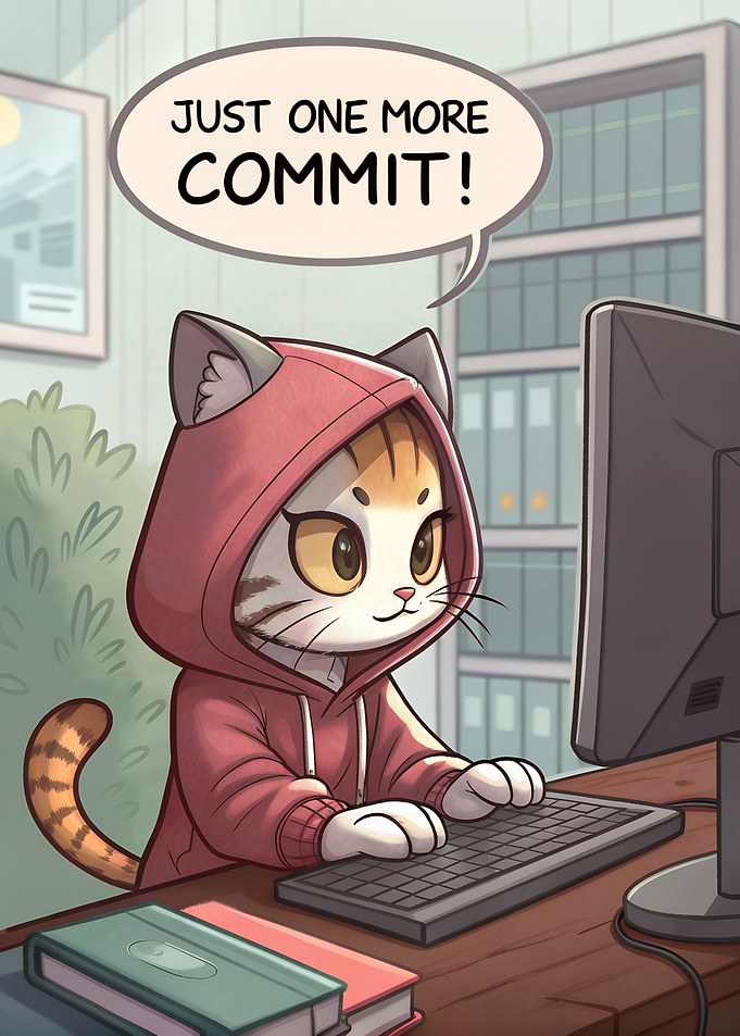 Cat Coder 'Just One More Commit!'