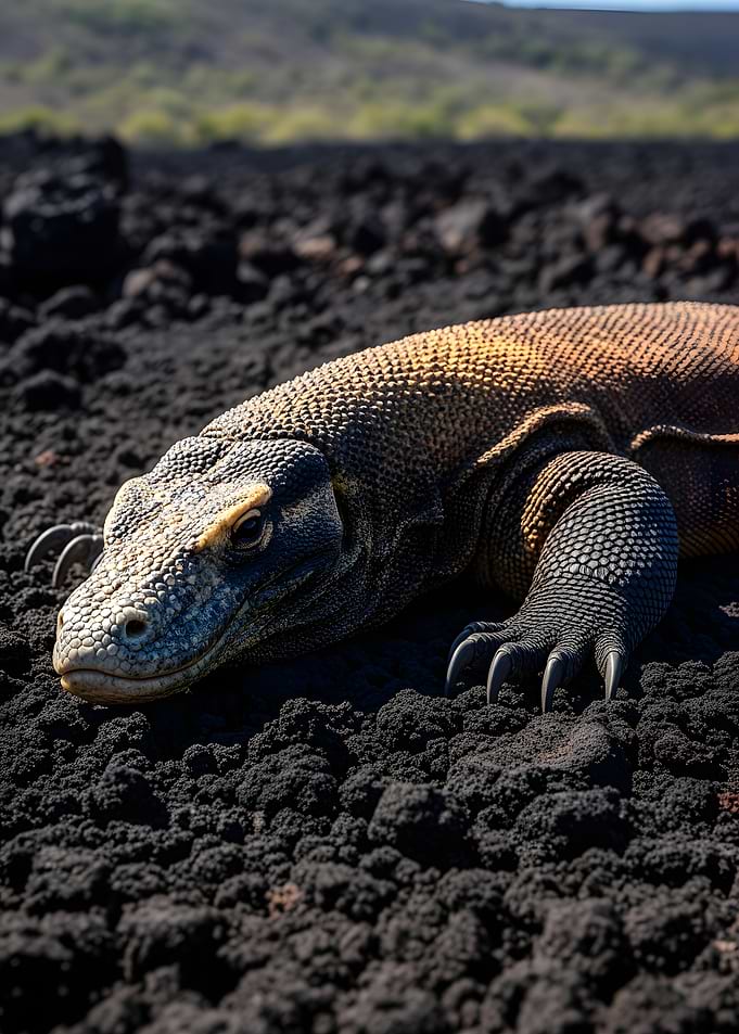 Komodo Dragon on Volcanic Rock