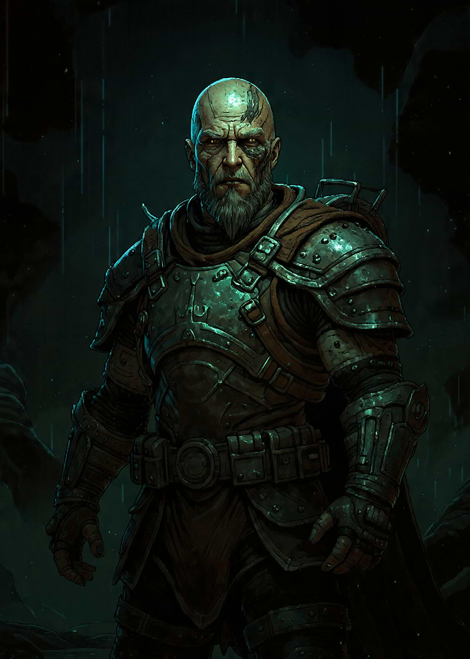Grim Warrior in Dark Armor