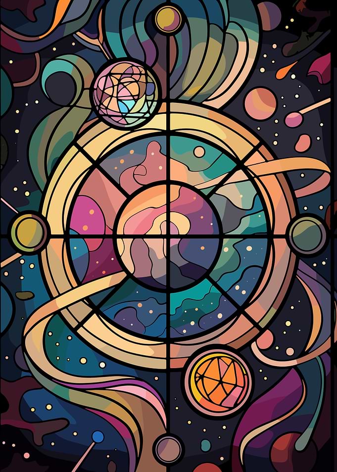 Cosmic Stained Glass Art