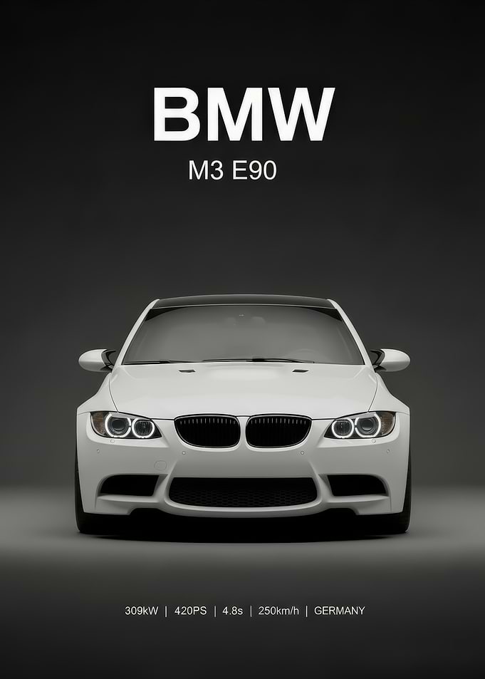 white BMW M3 E90 Front View