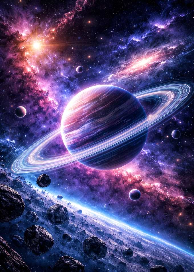 Ringed Planet in Nebula