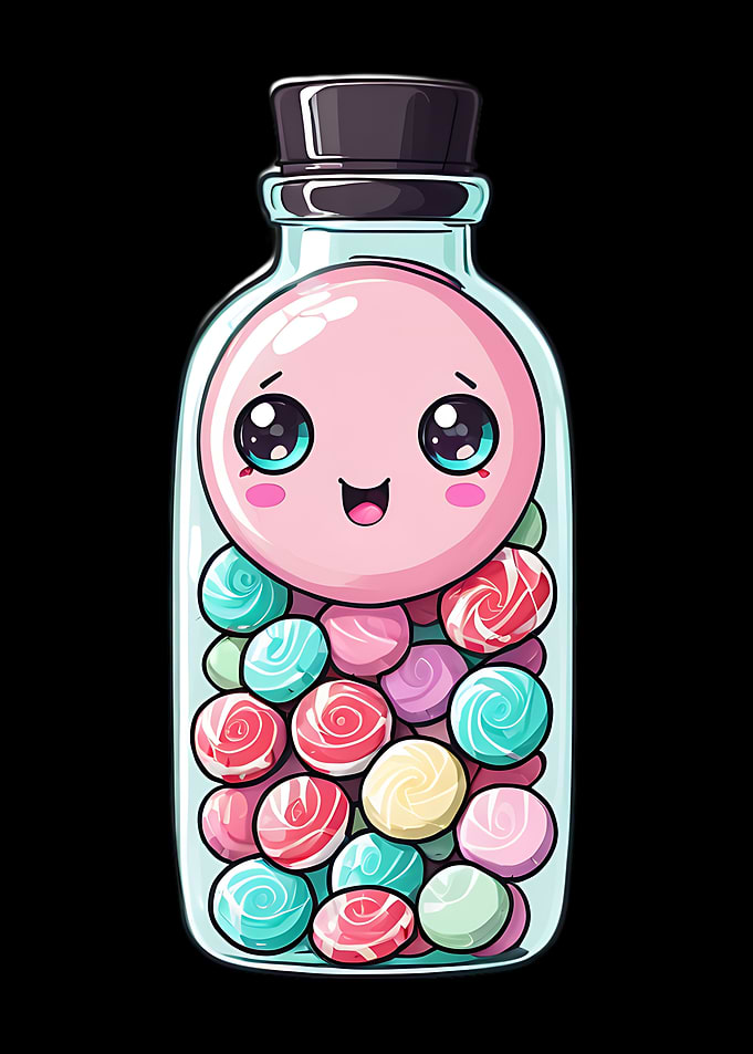 Kawaii Candy Jar with Cute Face