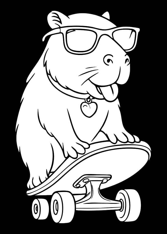 Cool Capybara on Skateboard