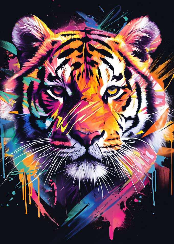 Vibrant Abstract Tiger Portrait