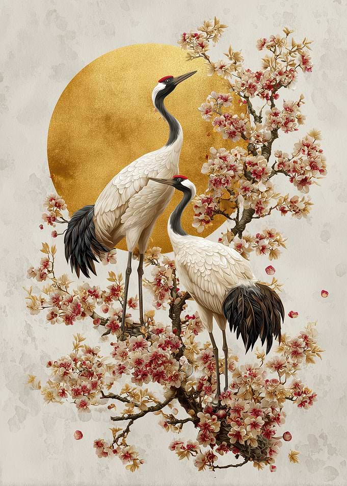Cranes and Cherry Blossoms