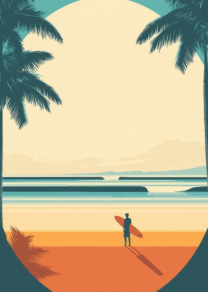 Surfer with surfboard on beach