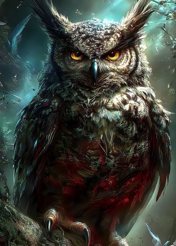 Majestic Owl with Intense Gaze