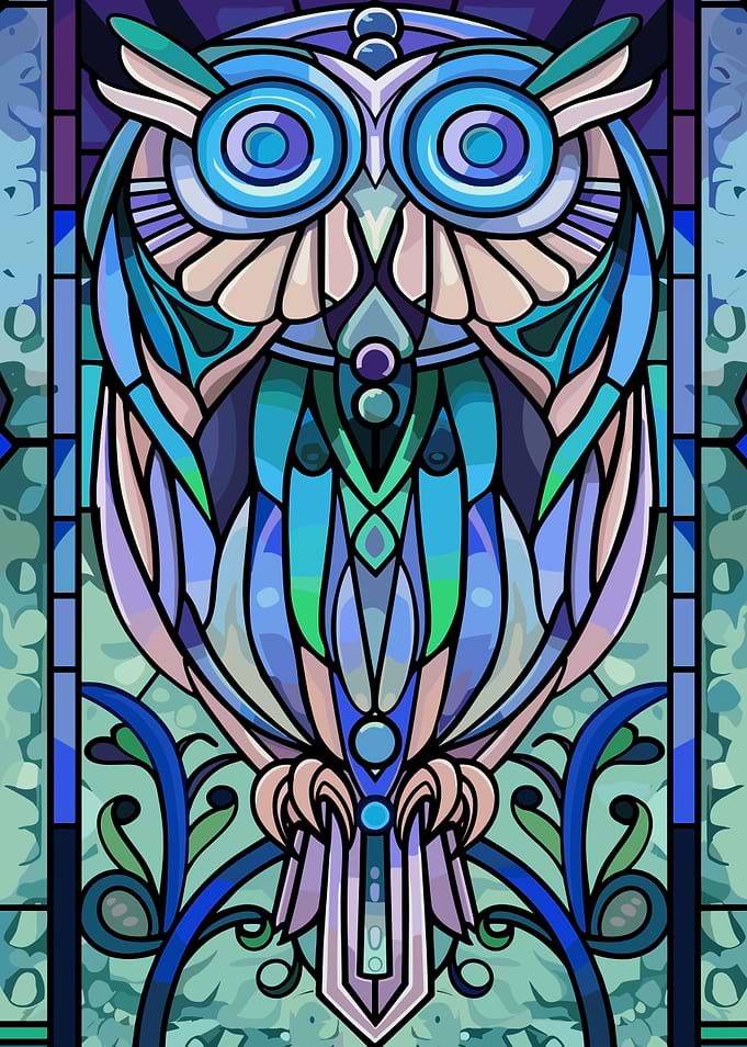 Stained Glass Owl Art