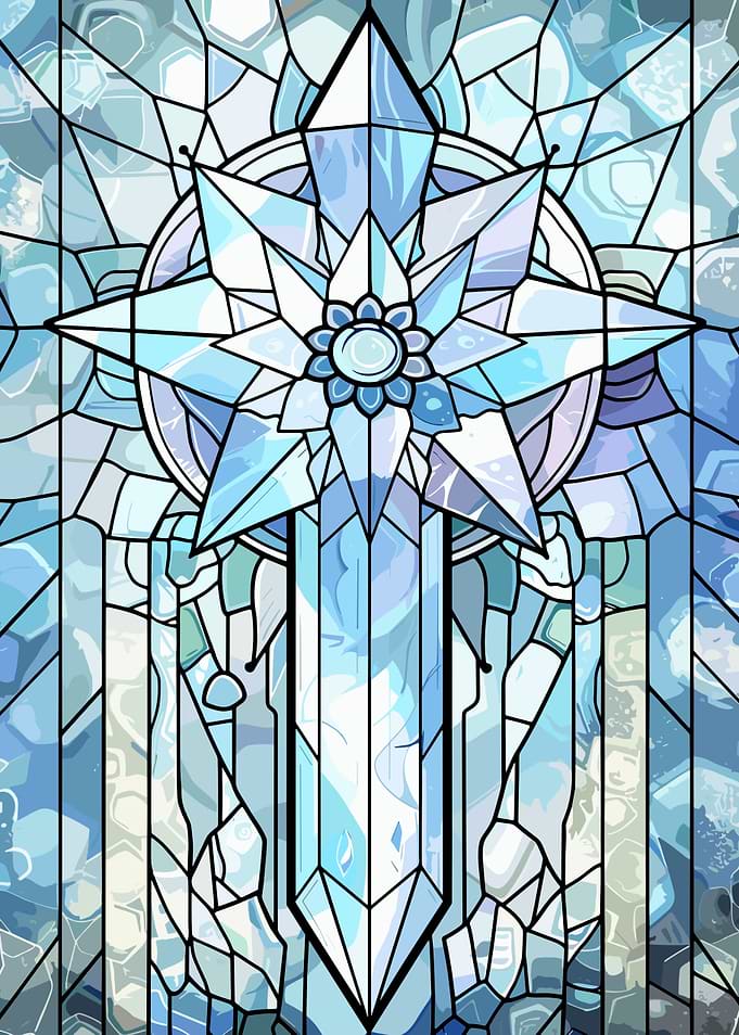 Stained Glass Ice Sword and Star