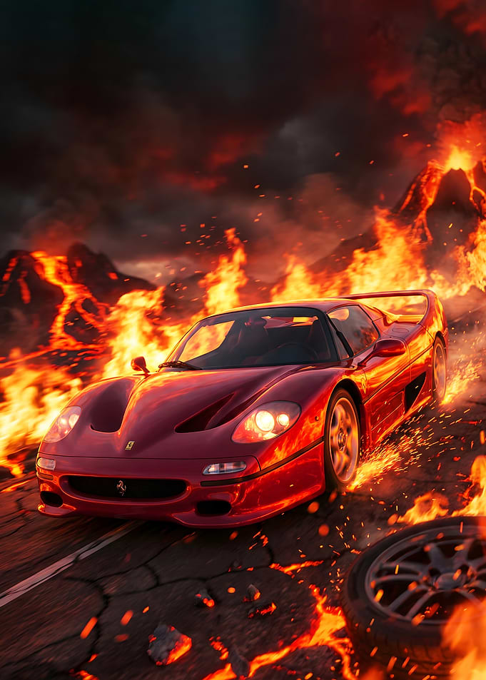 Red Ferrari F50 in Lava