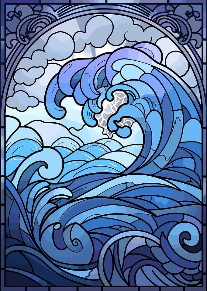 Stained Glass Wave Art